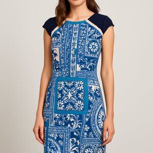 Muse Blue Patterned Sheath Dress